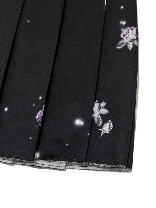 오픈 와이와이]FLOWER PLEATED LAYERED SKIRT, BLACK