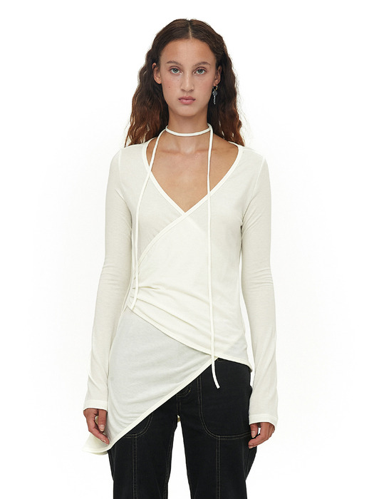 BACK-OPEN WRAP TOP / IVORY