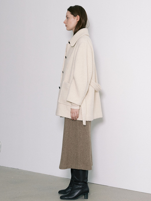 [Day-Wool] Wool-blend Balmacaan Half Coat