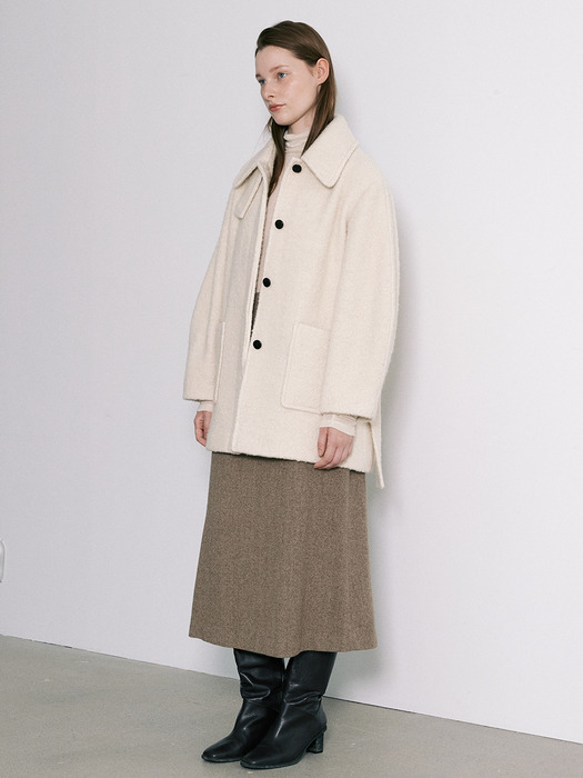 [Day-Wool] Wool-blend Balmacaan Half Coat