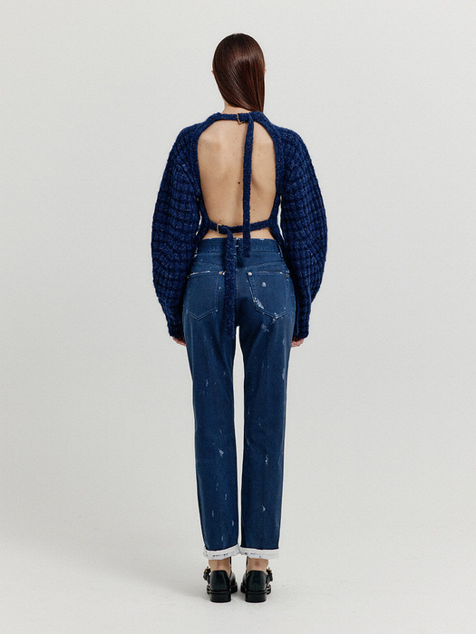 XAVE Open Back Knit Pullover - Navy