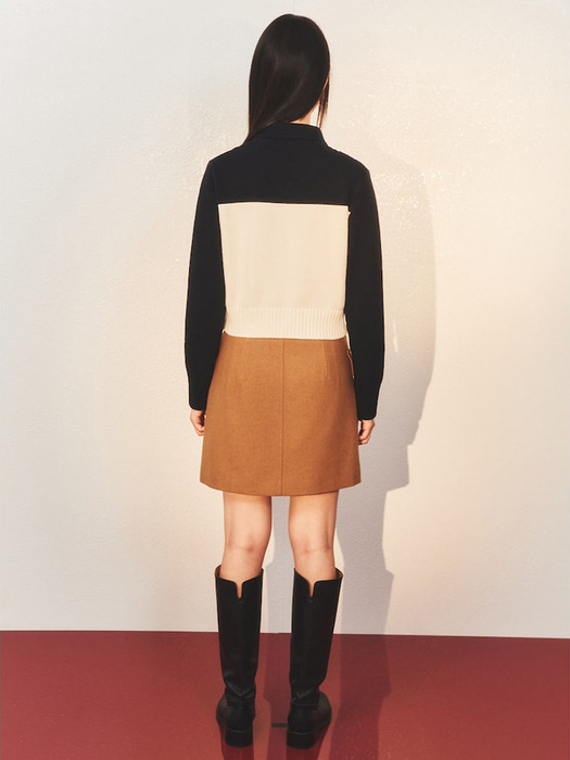 Strap Detail Mini Skirt  Yellowish Brown (KE3X27M01B)