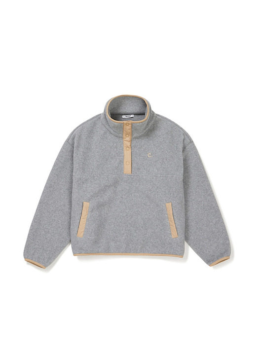 [23FW clove] Sherpa Snap Pullover_Women (Melange Grey)