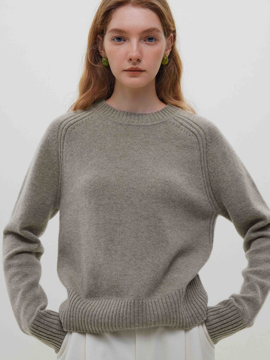 WD_Round neck wool sweater top_2color