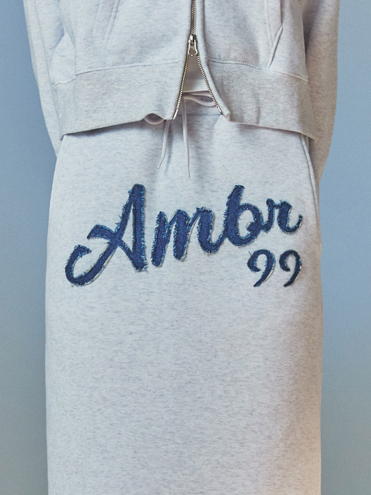 Denim AMBLER Straight Long Skirt ASK302 (White-Melange)