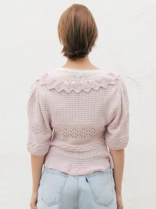 Via Helena frill knit top (Light pink)