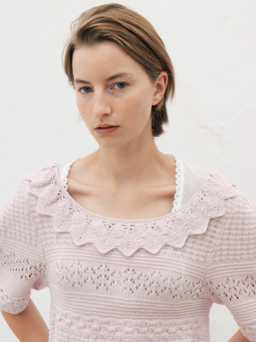 Via Helena frill knit top (Light pink)