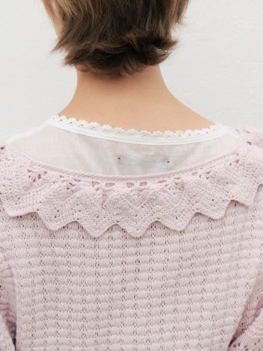 Via Helena frill knit top (Light pink)