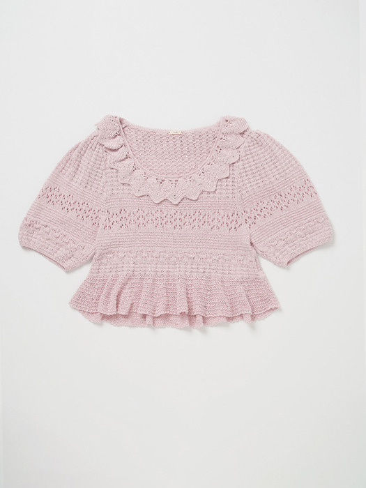 Via Helena frill knit top (Light pink)