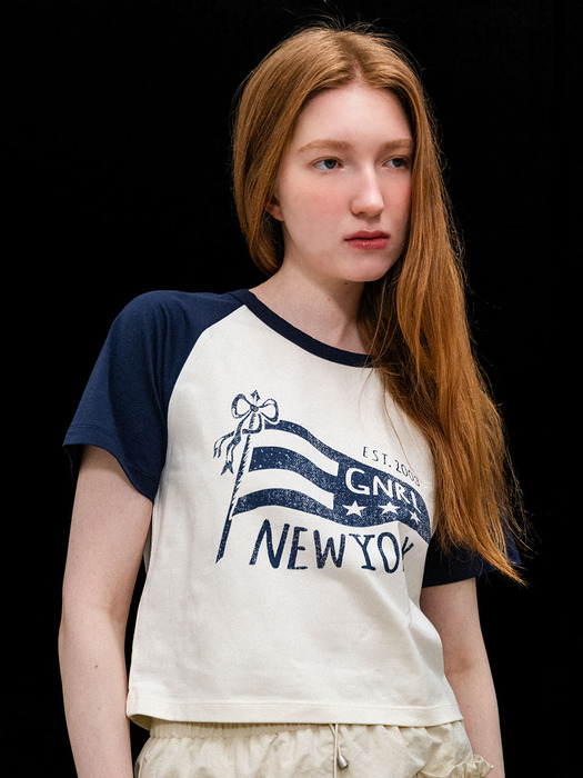뉴욕 래글런 반팔 티셔츠 [NAVY] / WBD1L01514