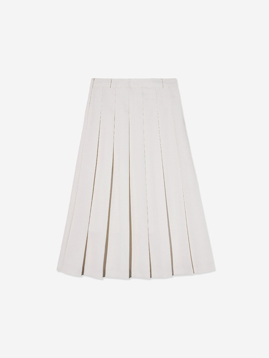 summer pleated long skirt_cream