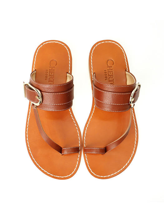 Toscana Leather Slide Sandals Brown