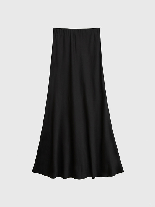 Silky Satin Hidden-banding Draping Long Skirt