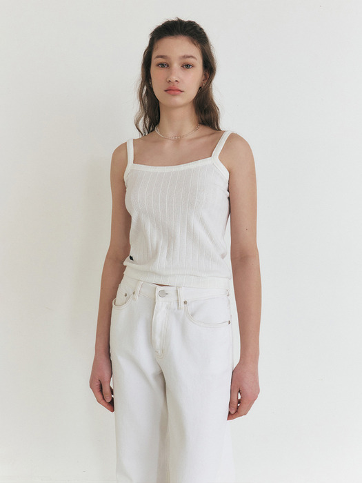 MANNON square neck ribbed sleeveless top_Ivory
