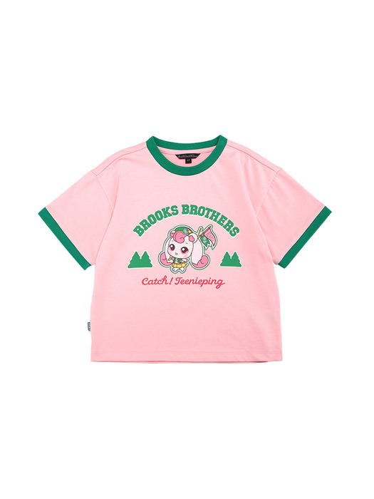BB_[Catch! Teenieping] BB 캠프 배색 티셔츠 (핑크) (BBNPKG0006CES)