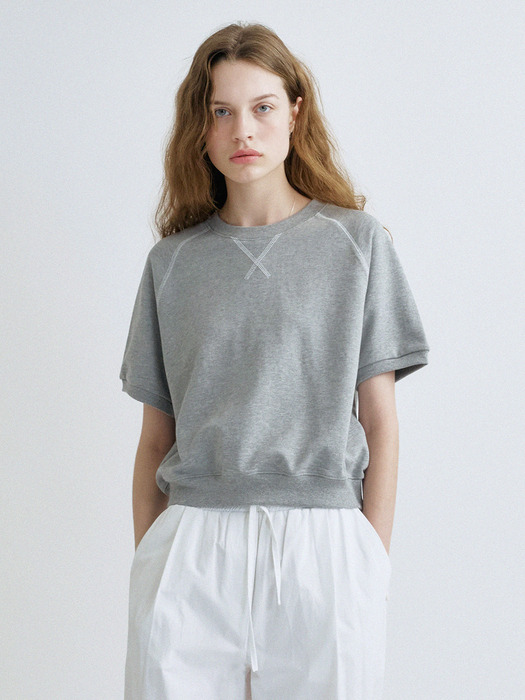 S Stitch Point Sweatshirt_Melange Gray