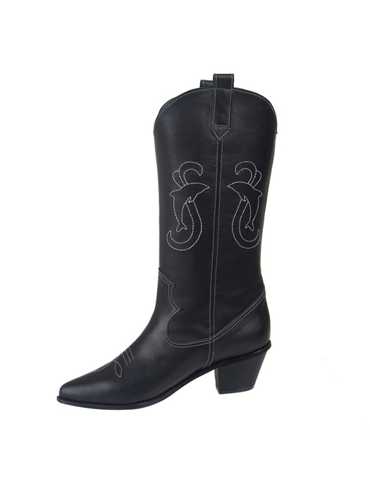 [리퍼브][240] Dolphin Western Boots (Black)