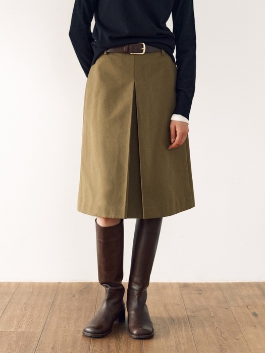 FENCHURCH A-line midi skirt (Khaki)