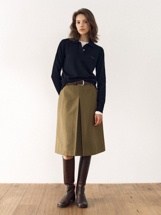 FENCHURCH A-line midi skirt (Khaki)