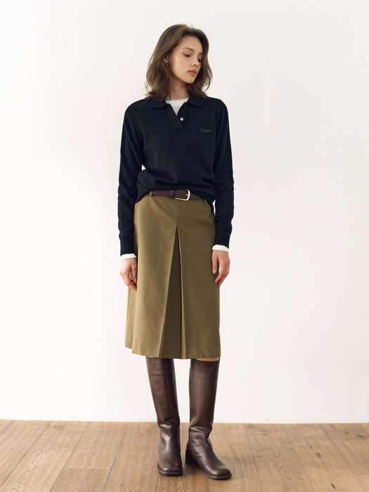 FENCHURCH A-line midi skirt (Khaki)