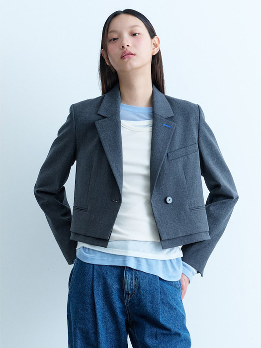 Layered Short Jacket  Grey (KE4811M053)