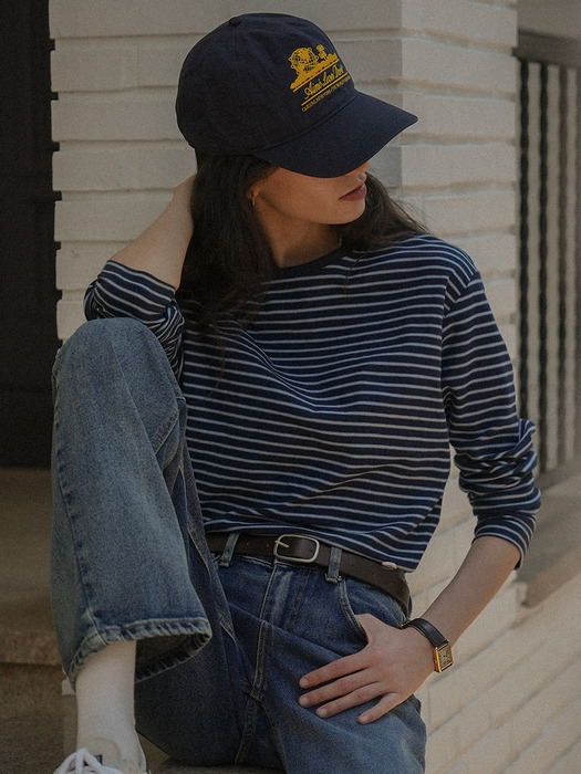 Stripe soft touch T-shirt_Navy