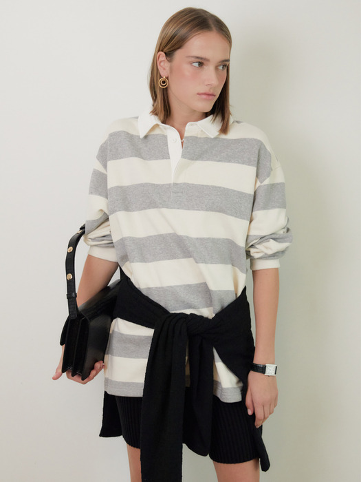 BOLD STRIPE RUGBY SHIRT (MELANGE)