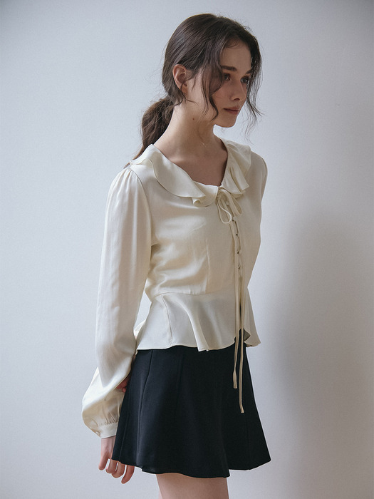 FLARE SATIN BLOUSE_CREAM