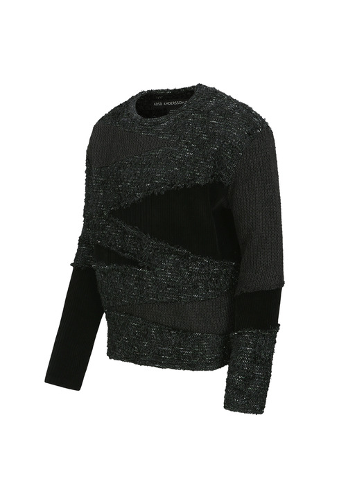 GHILLIE COLOR BLOCK SWEATER atb1170m(BLACK)