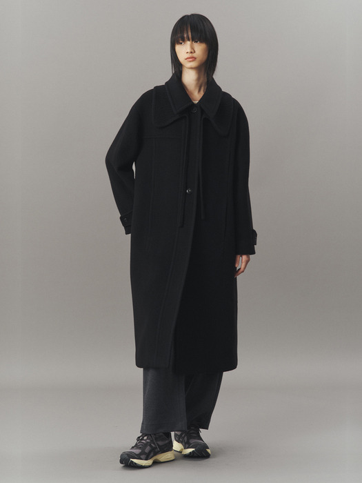 KNIT COLLAR BALMACAAN COAT_BLACK