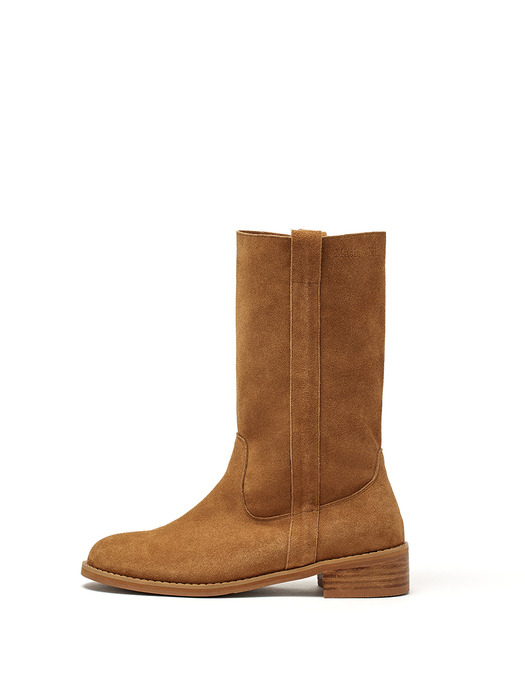 SUEDE LEATHER MIDDLE BOOTS IN CAMEL