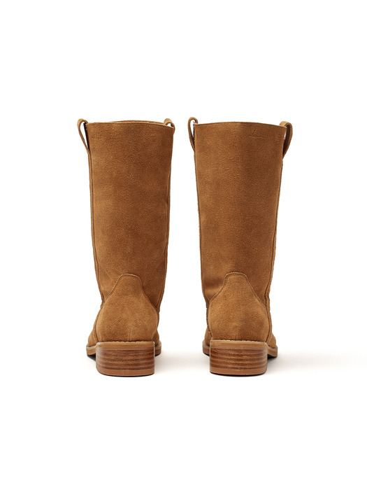 SUEDE LEATHER MIDDLE BOOTS IN CAMEL