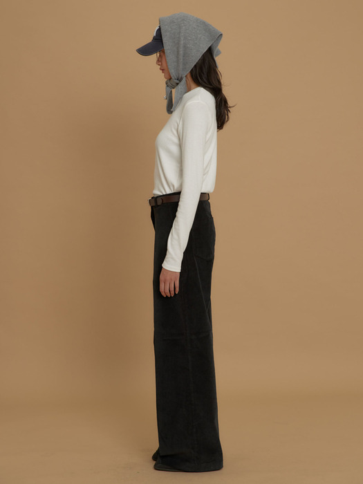 Essential Corduroy Bootcut Pants Black