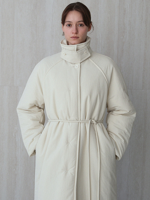 padded balmacaan coat (ivory)