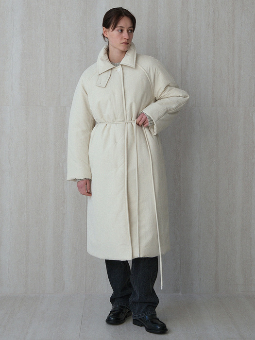 padded balmacaan coat (ivory)