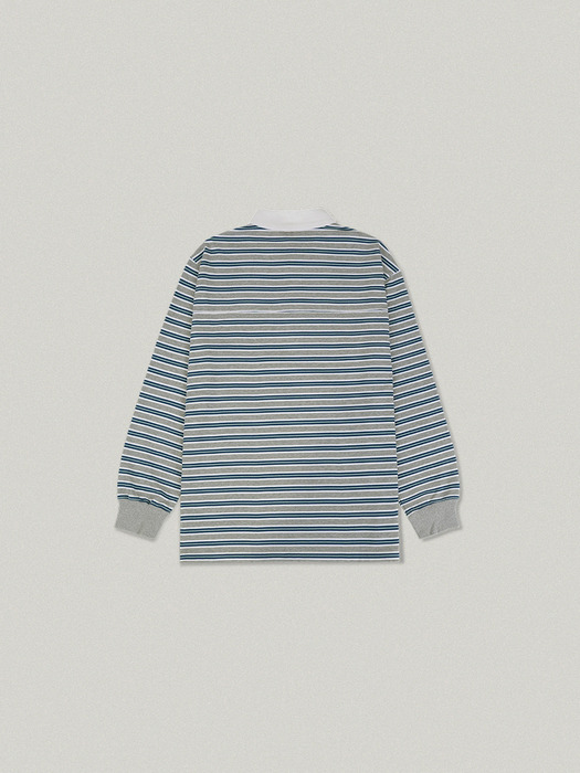 STRIPE RUGBY T-SHIRT [GRAY]