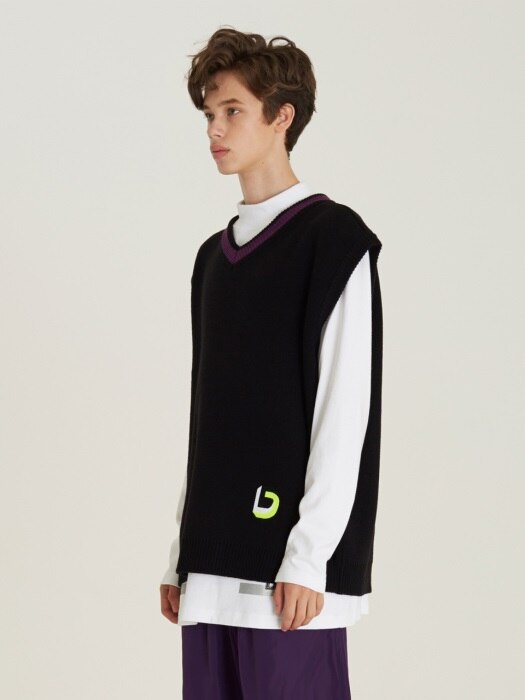D Oversize Knit Vest(BK)