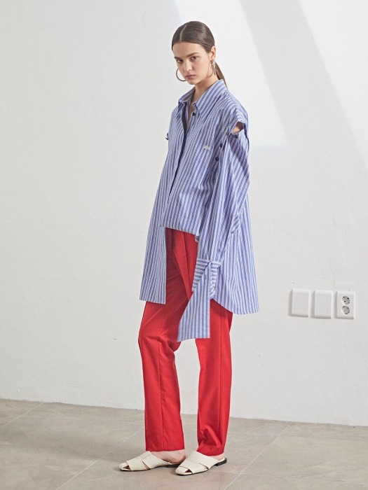 Rhea Sleeve Detachable Shirt_Blue Stripe