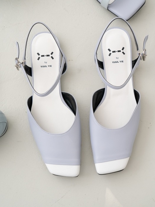 Meringue flat sandals / YY8S-S15 Sky blue+White