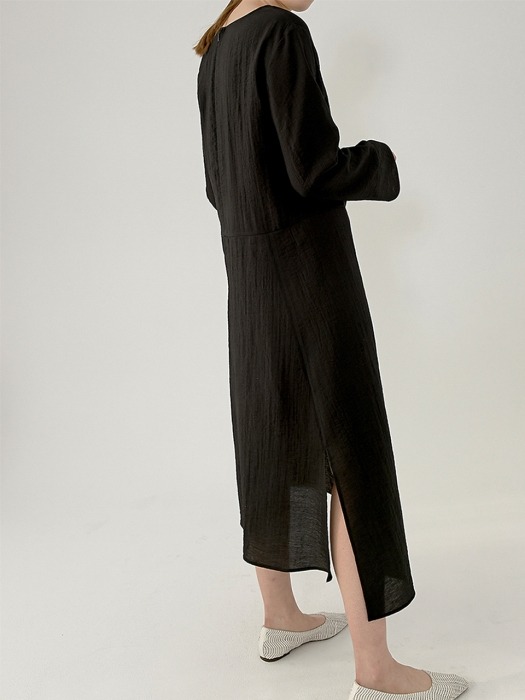 RAINA Knotted-Detailed Dress(BLACK)