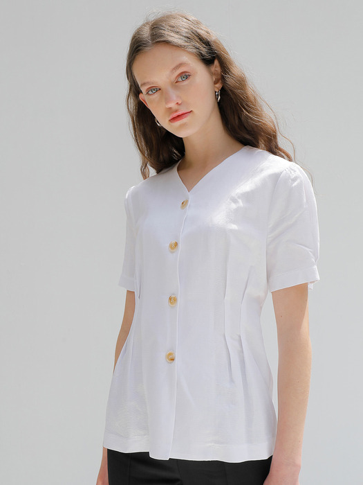 LINEN TUCKED SHIRTS_WHITE