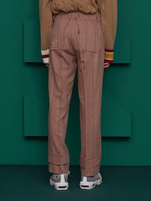 UL CHECK PANTS / DARK ORANGE