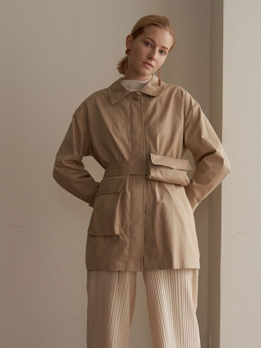 Pocketable trench coat - beige