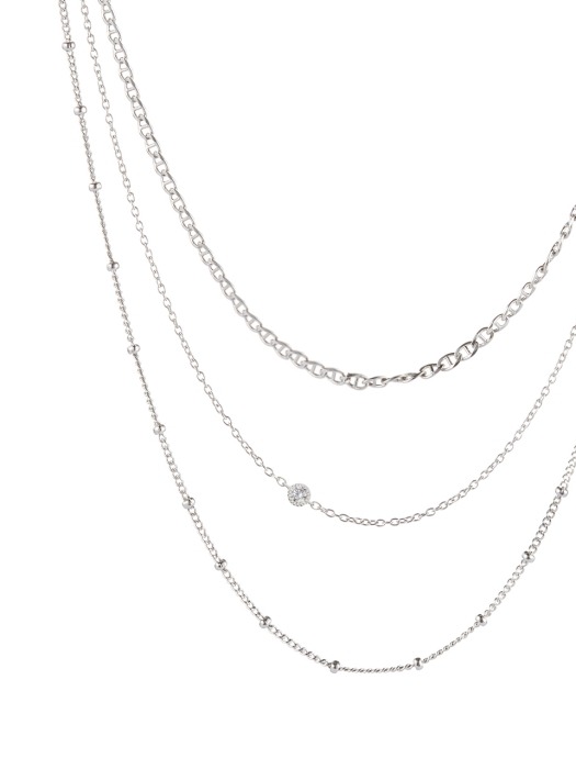 White gold layered necklace
