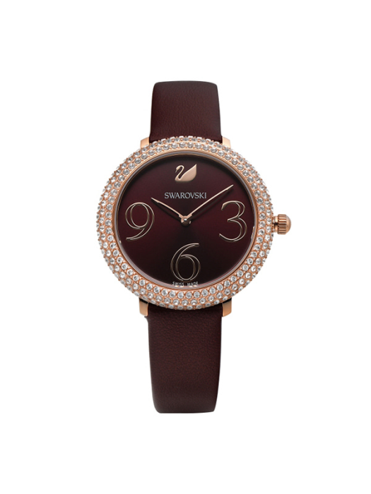 [스와로브스키 SWAROVSKI] 5484064 Crystal FROST 버건디 다이얼 여성 가죽시계 34mm