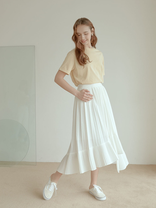 unbalanced pleats skirt_2color