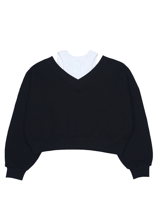 Layered Crop Sweatshirts_Black