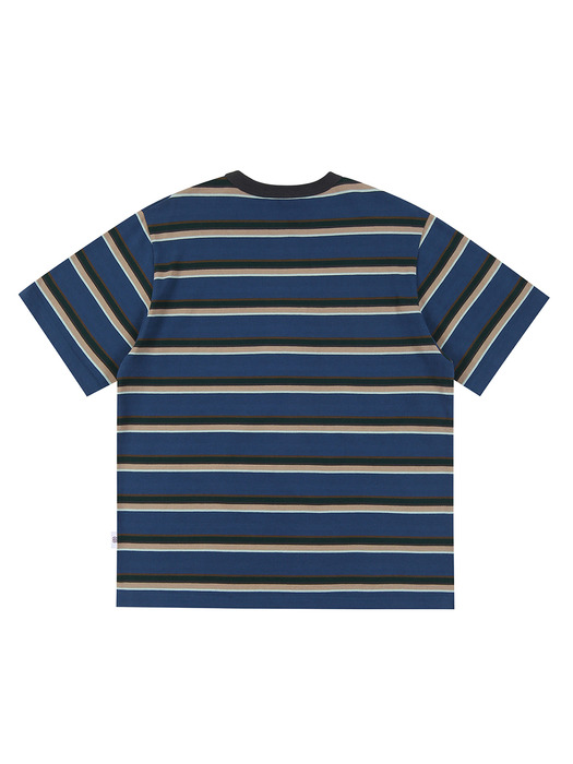 PUDDING STRIPE TEE SHIRT_NAVY