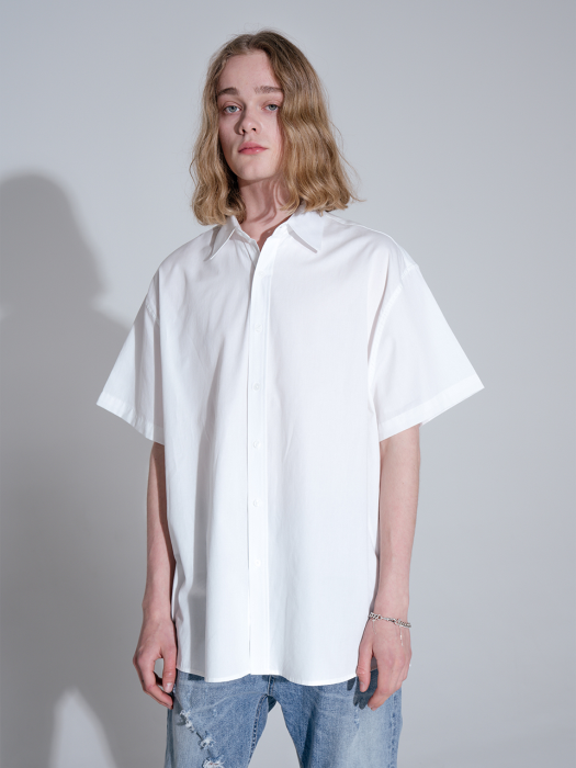 [프리미엄] Overfit basic half shirt_white