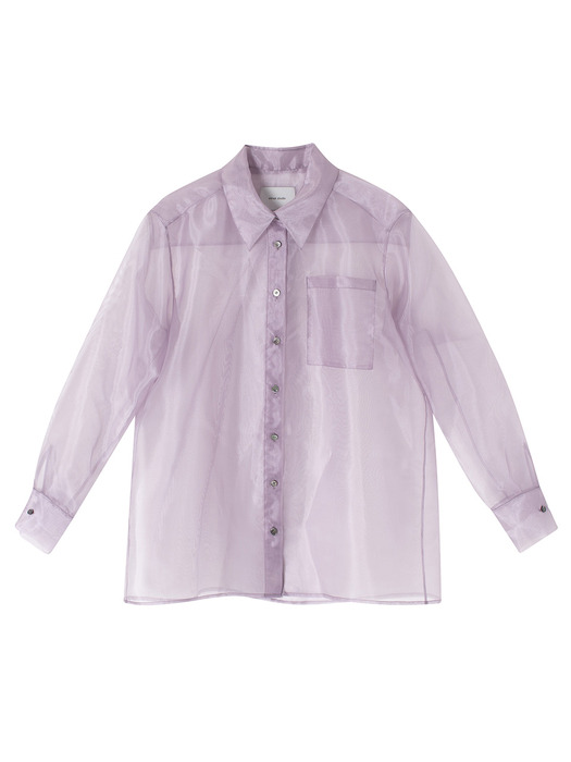 long-sleeved organza shirt_lilac